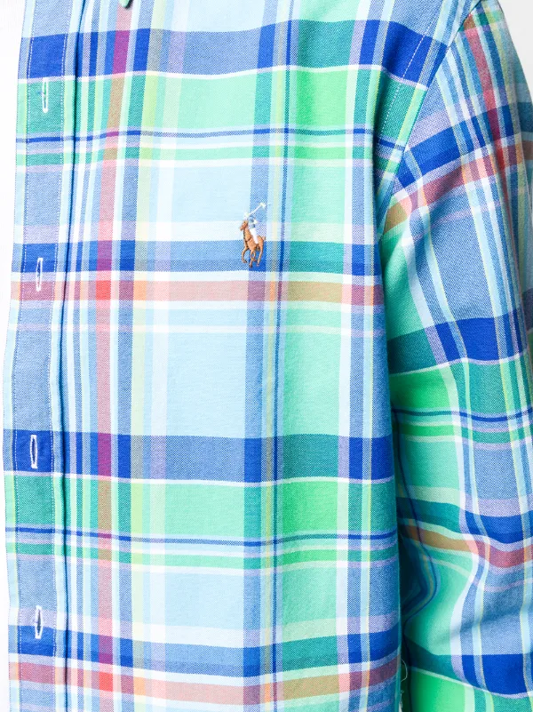 polo ralph lauren blue & green plaid shirt