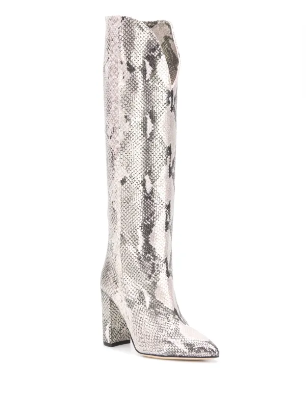snakeskin knee high boots