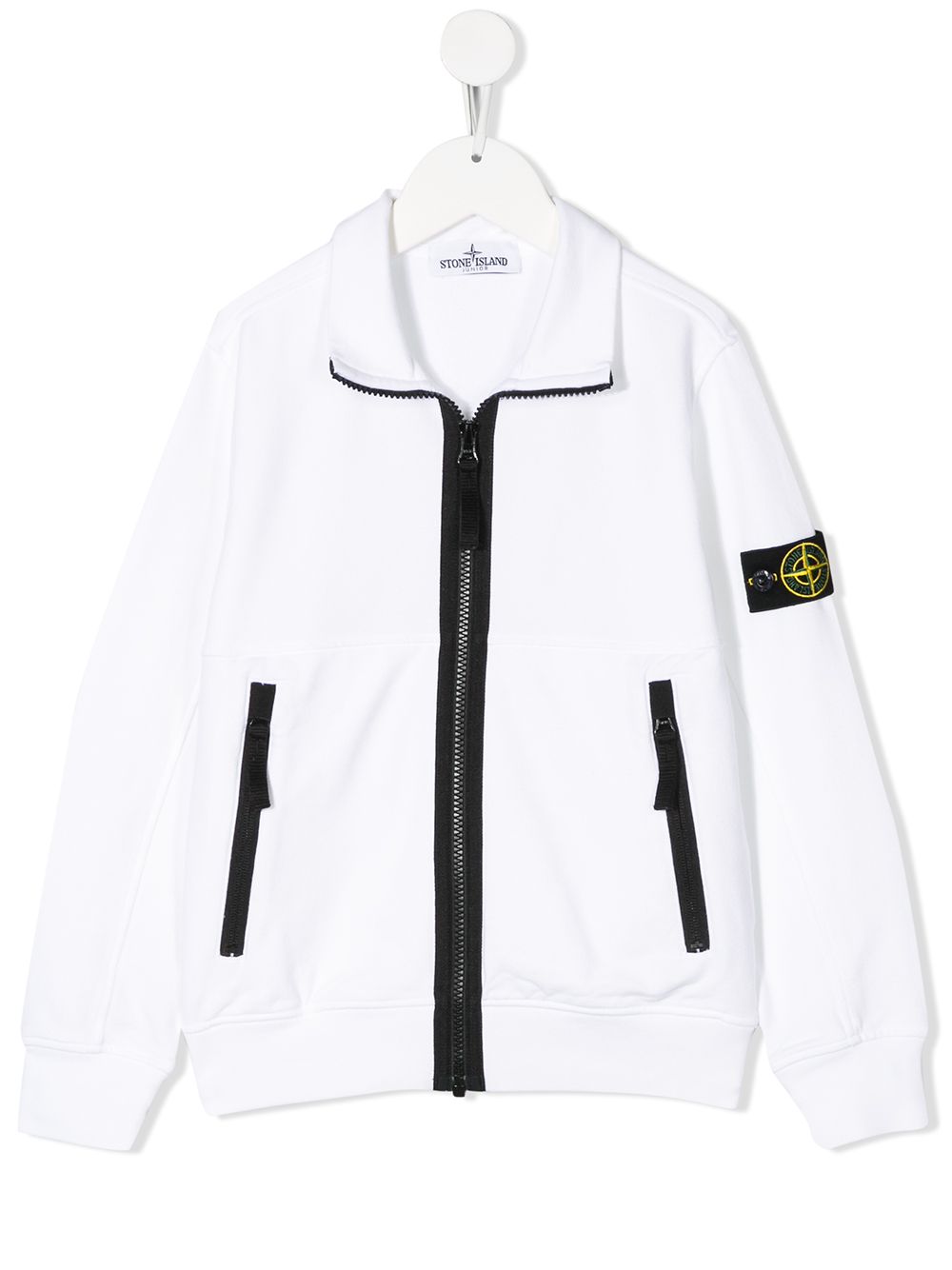 Stone Island Junior Kids' Stand-collar Zipped Jacket In White