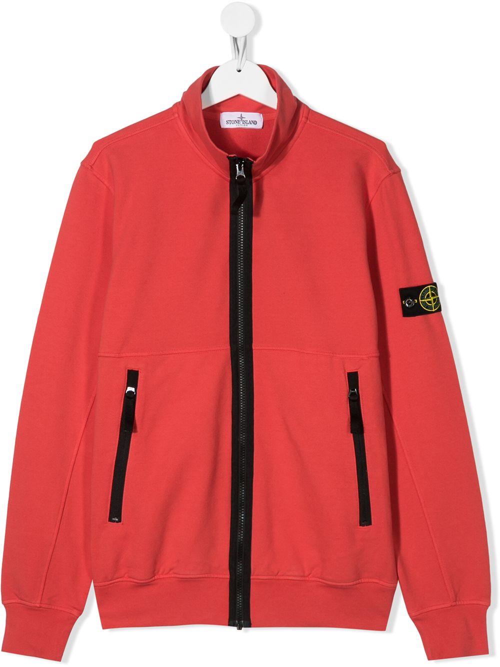 Stone Island Junior Teen Stand-collar Zipped Jacket In Red