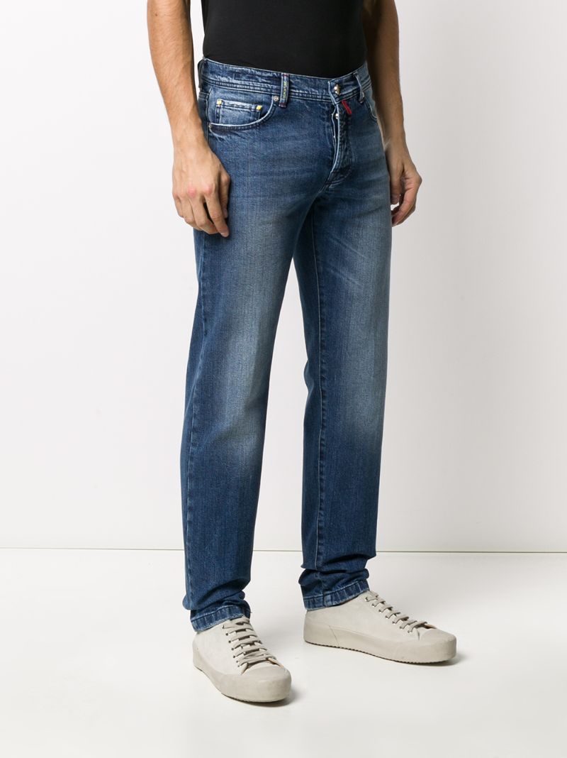 Shop Kiton Mid-rise Slim Fit Jeans In Blue