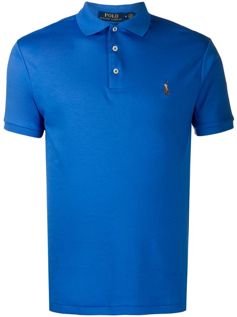 Polo Ralph Lauren Logo Embroidered Shortsleeved Polo Shirt In Blue