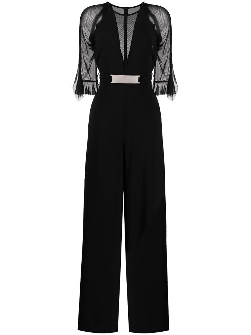 D-exterior Sheer Panel Jumpsuit In Black