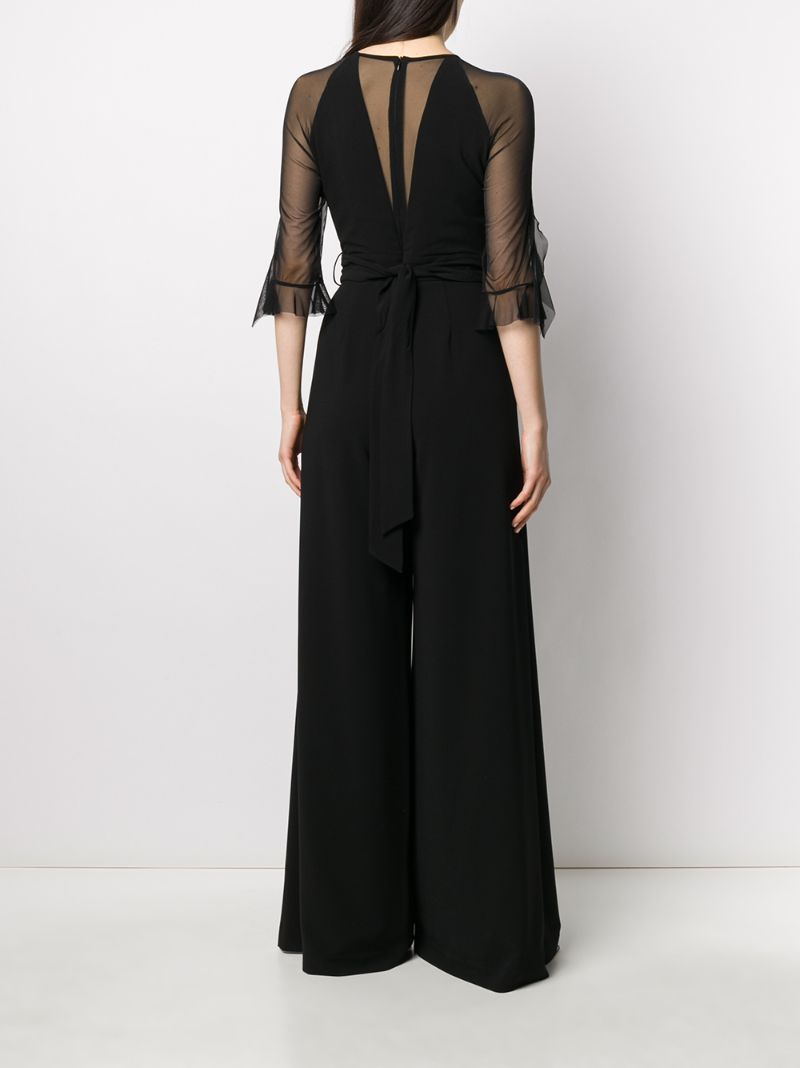 Shop D-exterior Sheer Panel Jumpsuit In Black