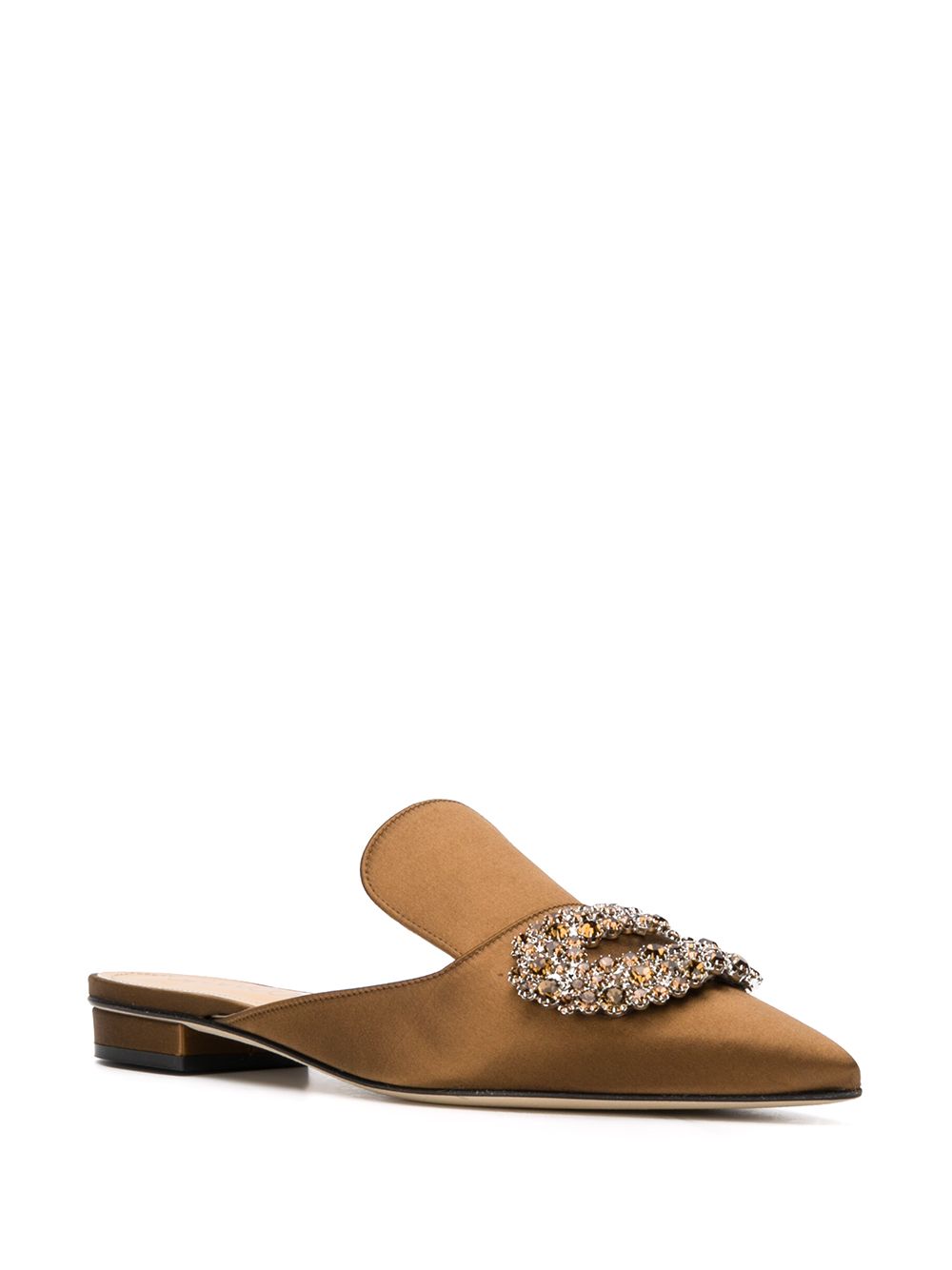 фото Giannico crystal-embellished satin slippers