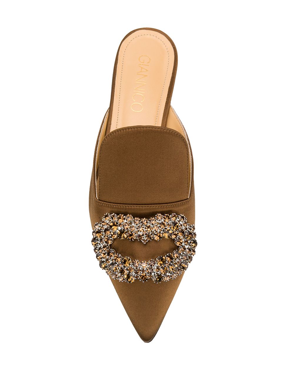 фото Giannico crystal-embellished satin slippers