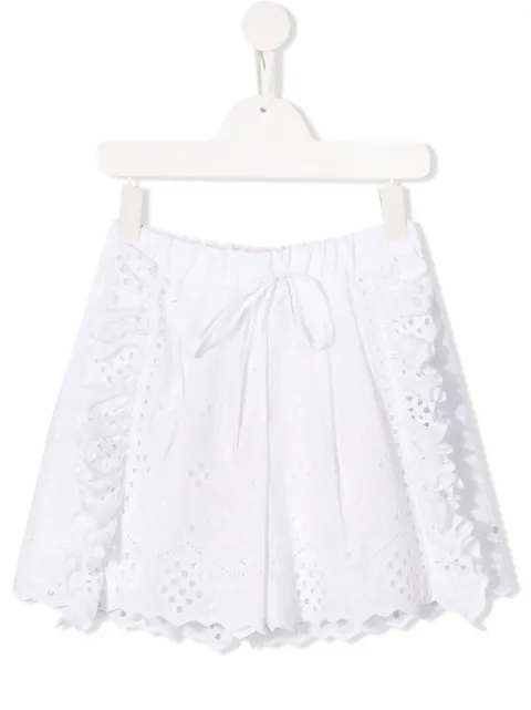 Alberta Ferretti Kids embroidered ruffled shorts