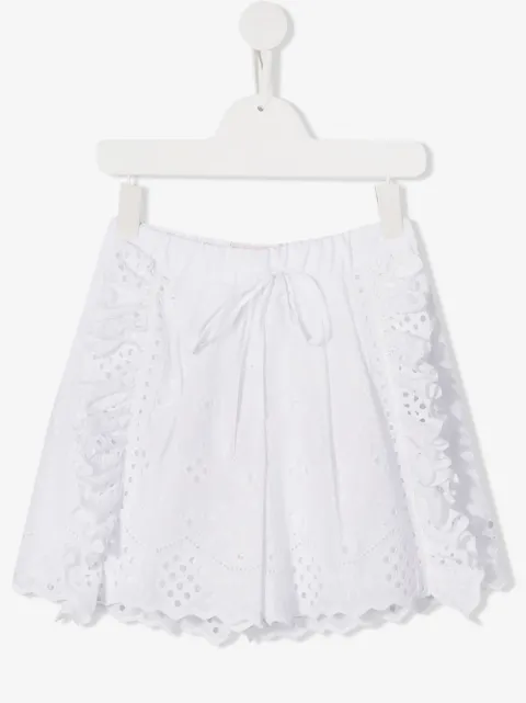 Alberta Ferretti Kids шорты с вышивкой и оборками