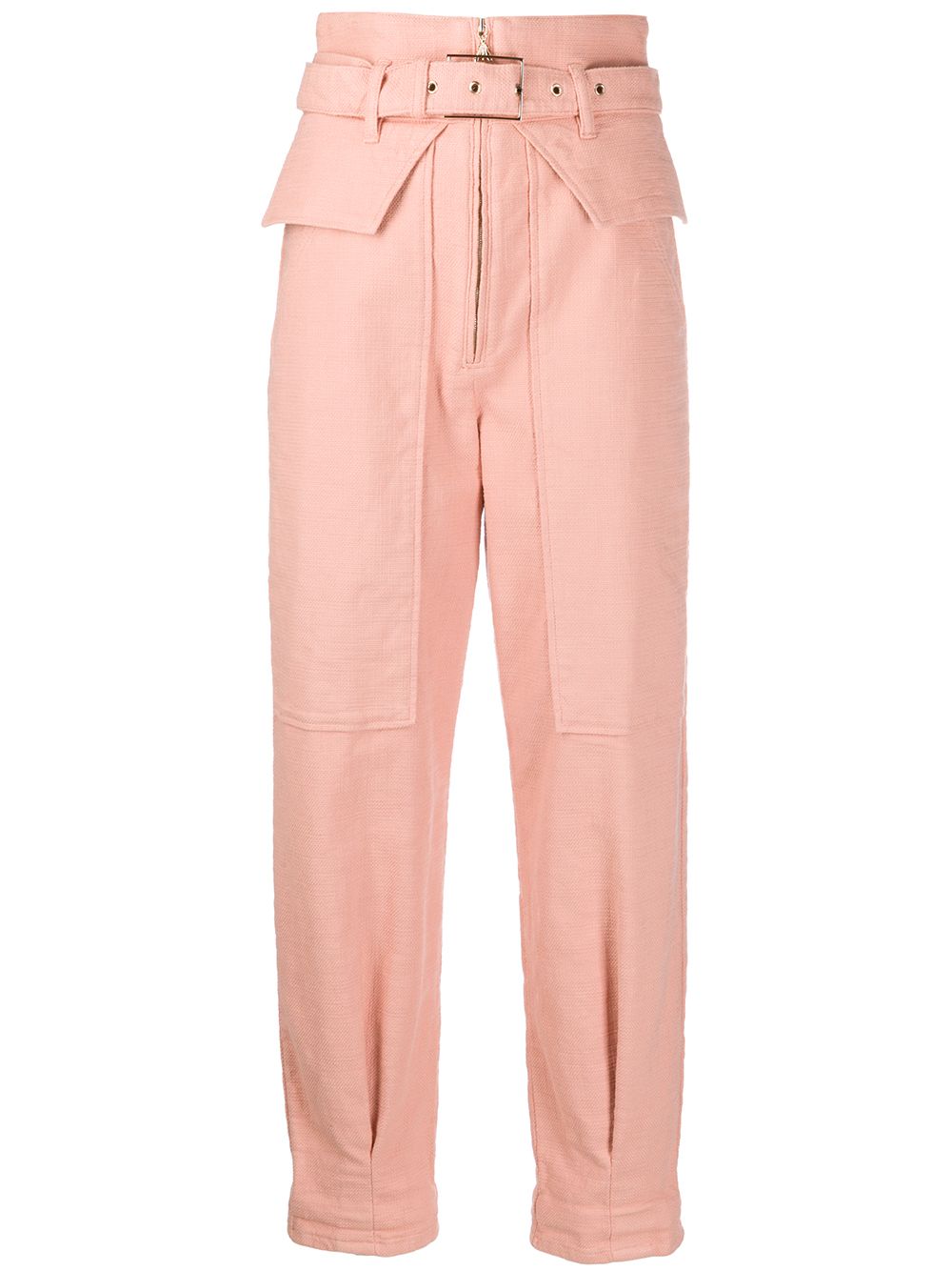 Patrizia Pepe Belted Straight Trousers In Pink