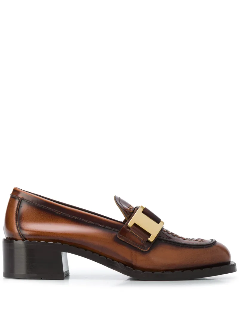 Prada Logo Woven 45 Loafers In Brown