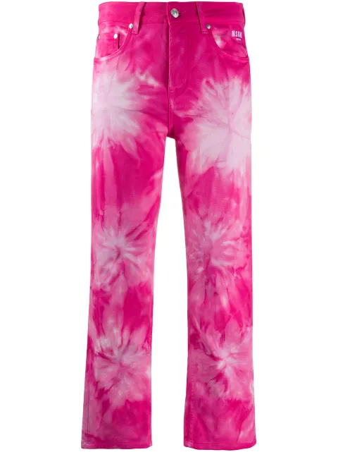 MSGM tie-dye print cropped jeans