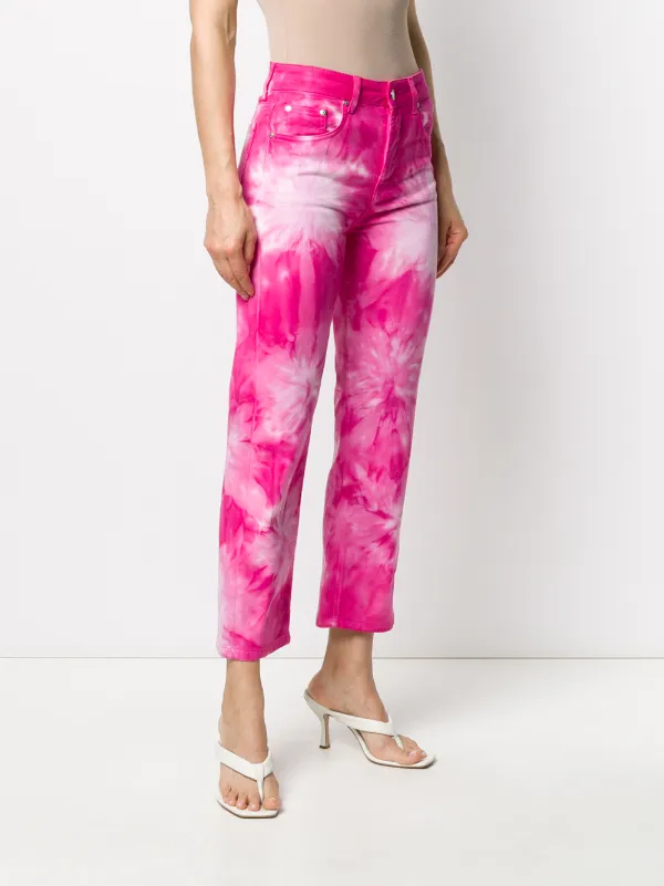 MSGM tie-dye Print Cropped Jeans | Pink | FARFETCH BH