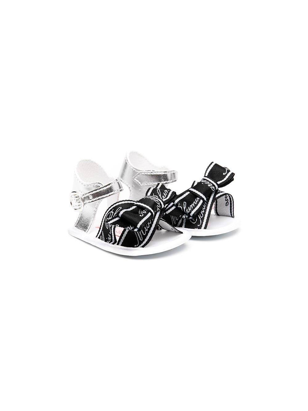 Miss Blumarine Babies' Bow-embellished Sandals In 黑色