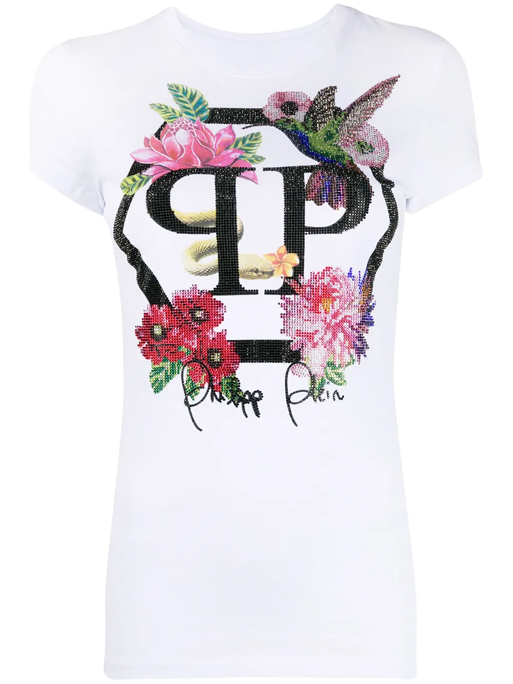 

Philipp Plein playera con detalles de cristales - Blanco