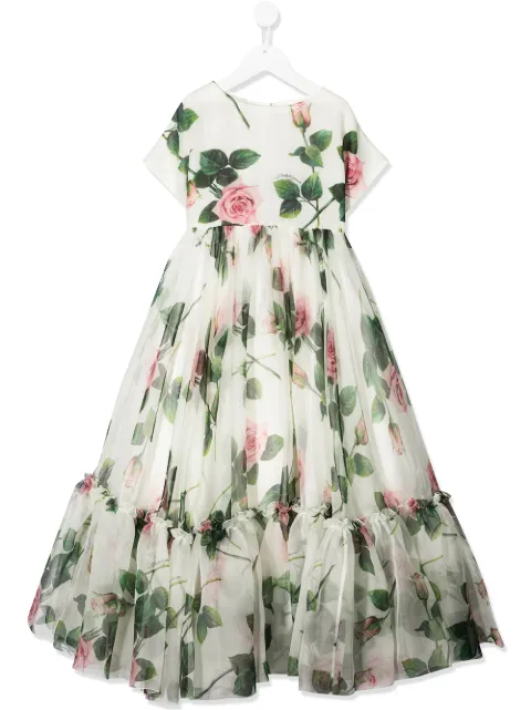 Dolce & Gabbana Kids فستان فلير بطبعة استوائية