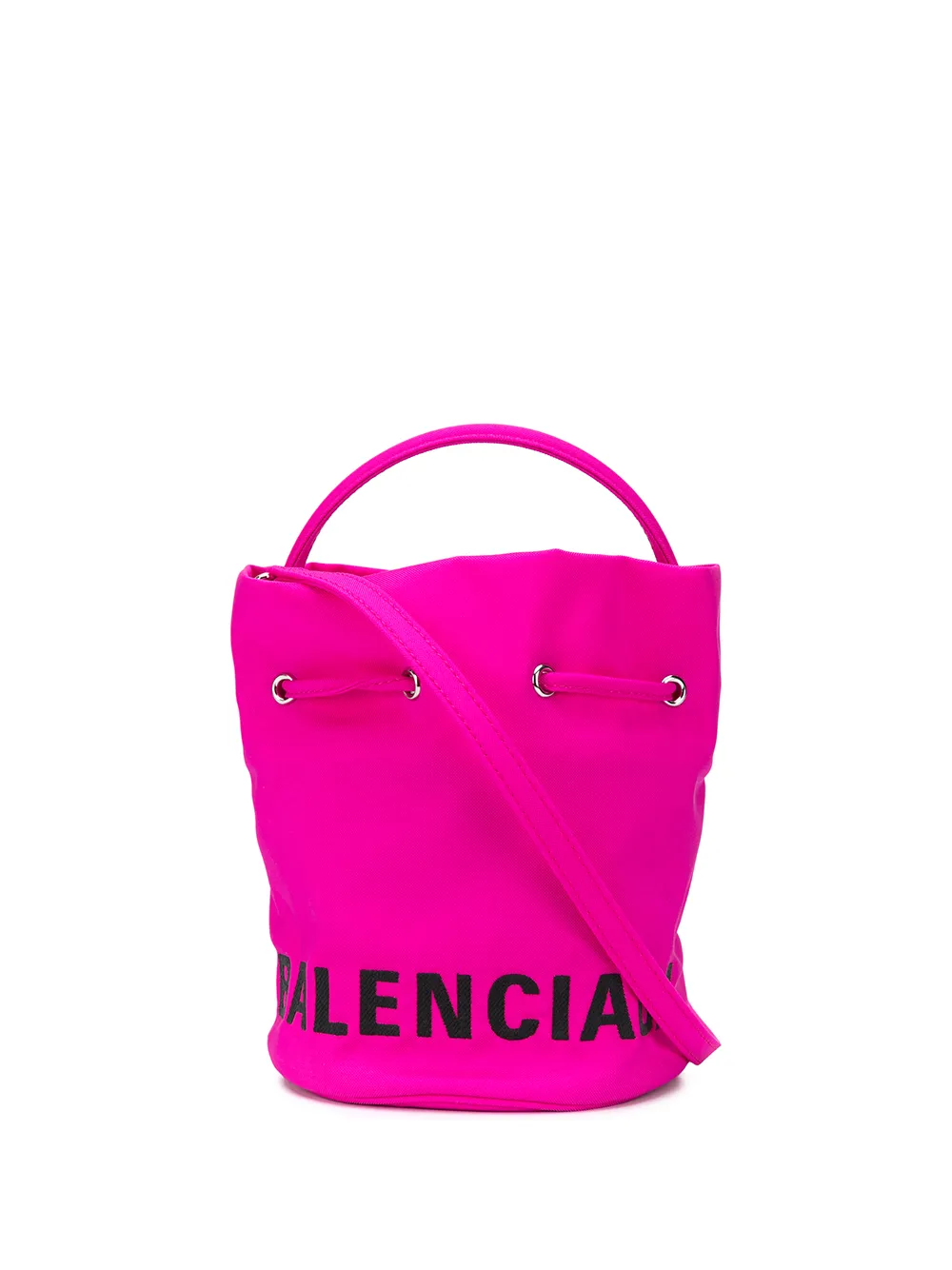 Click to view more detailed imagery on our partner's website Balenciaga Wheel Xs Drawstring Bucket Bag In Pink