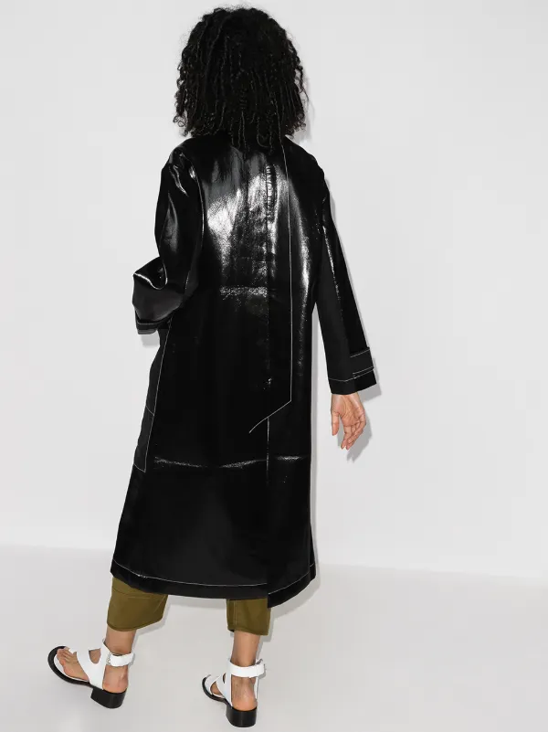 black patent raincoat