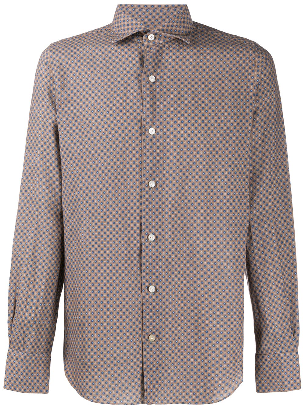 Finamore 1925 Napoli Geometric Print Shirt In Brown