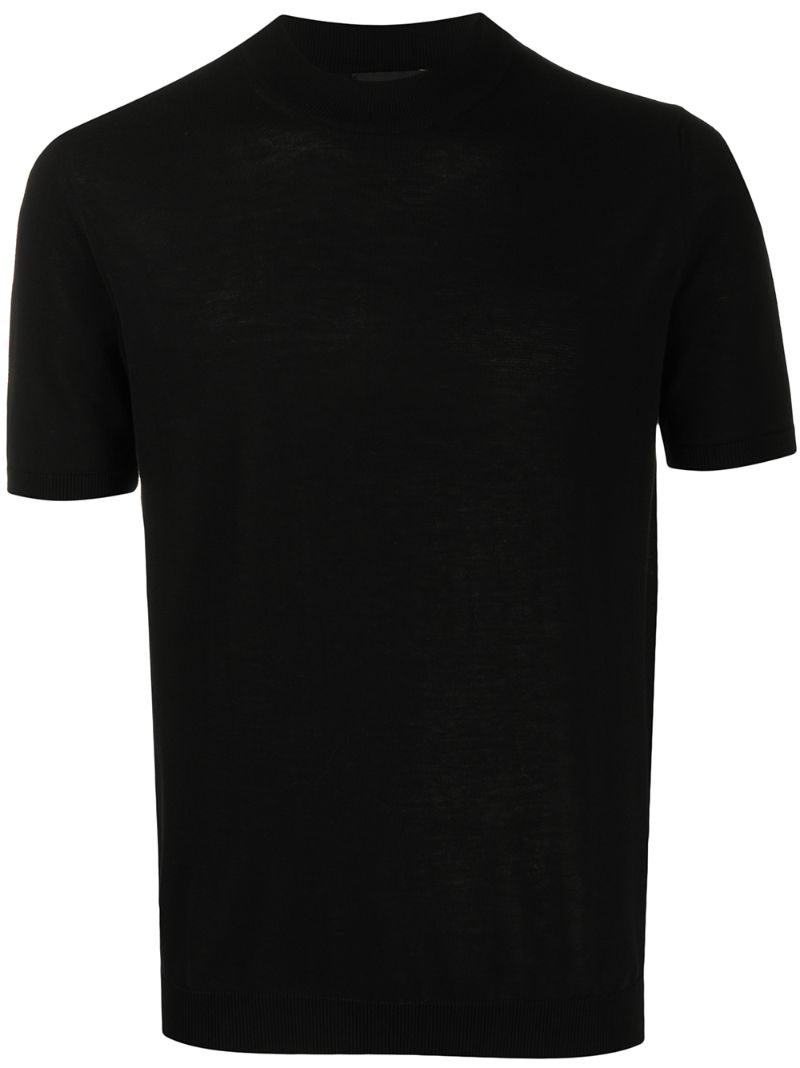 Roberto Collina Knitted Short Sleeve Top In Black