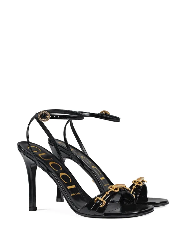 women's leather sandal with horsebit chain