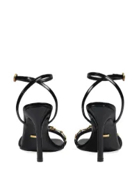 women's leather sandal with horsebit chain