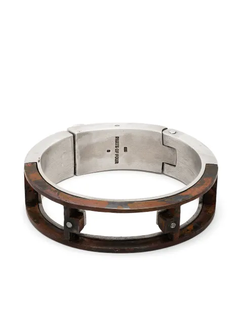 Parts of Four two-tone distressed cuff bracelet 