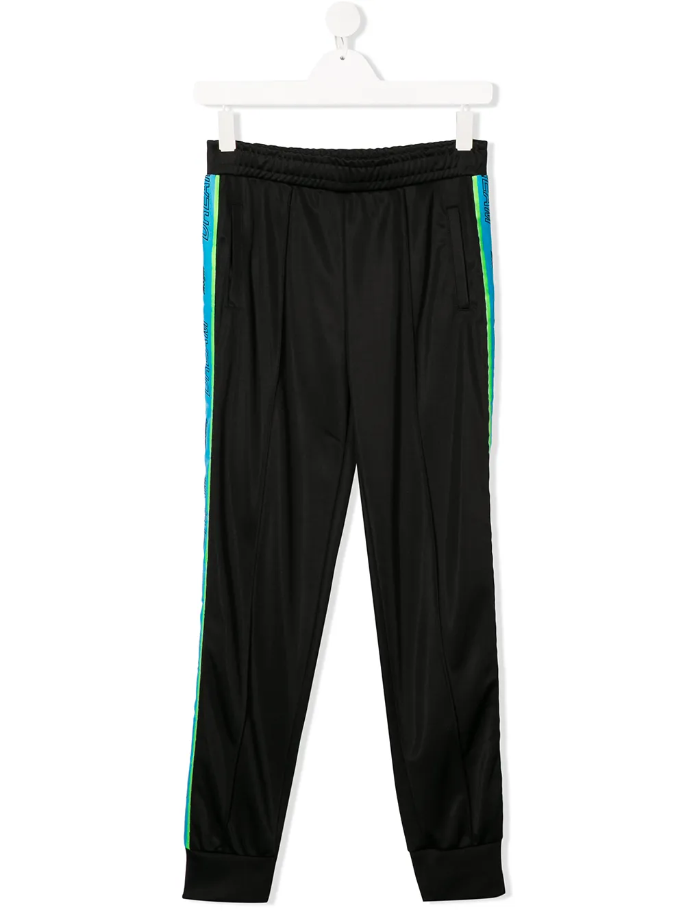 Msgm Teen Logo Band Track Trousers In Black