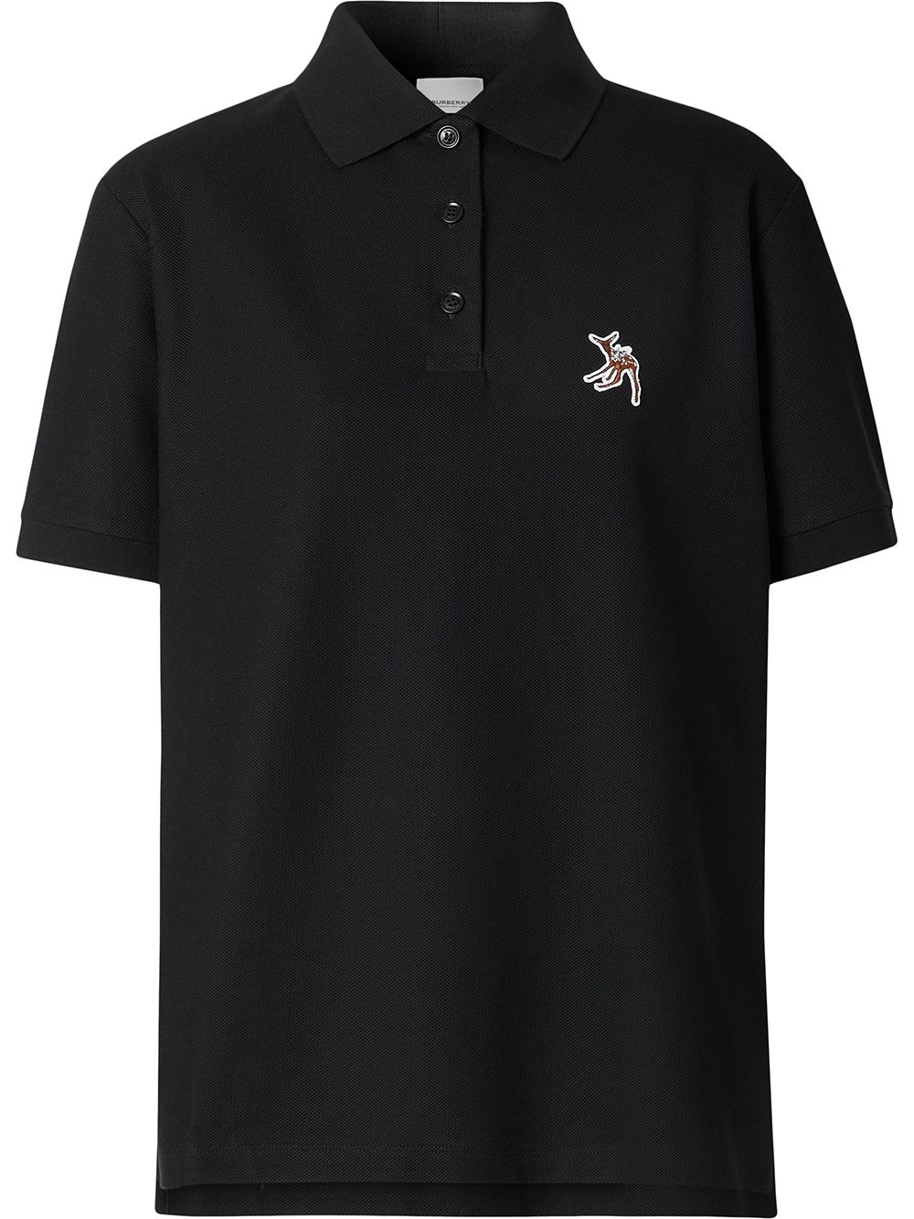 Shop Burberry Deer Embroidery Polo Shirt In Black