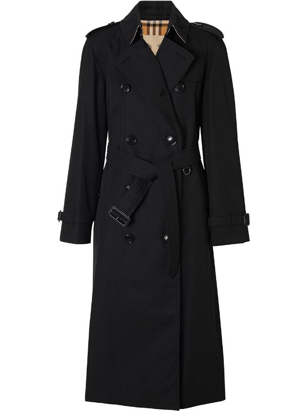 Burberry black Waterloo Heritage double-breasted trench coat for women |  8028015 at 
