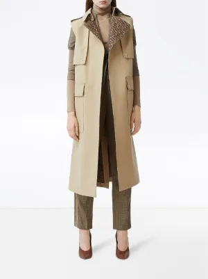 Sleeveless Monogram lined Cotton Trench Coat Sleeveless Monogram lined Cotton Trench Coat
