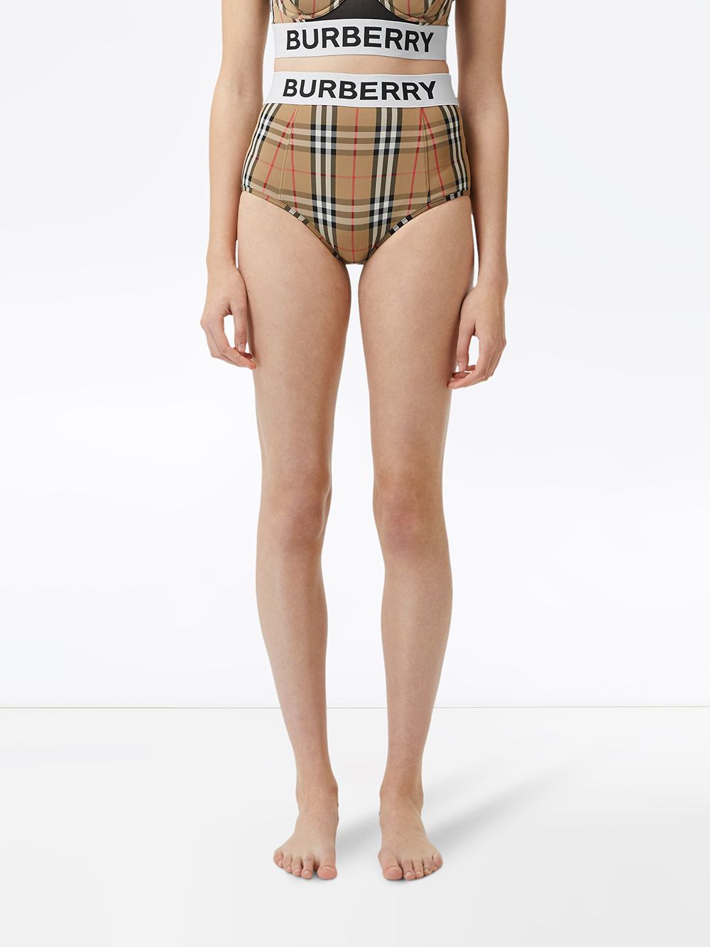 Shop Burberry Logo Tape Vintage Check bikini bottoms with Express Delivery  - FARFETCH