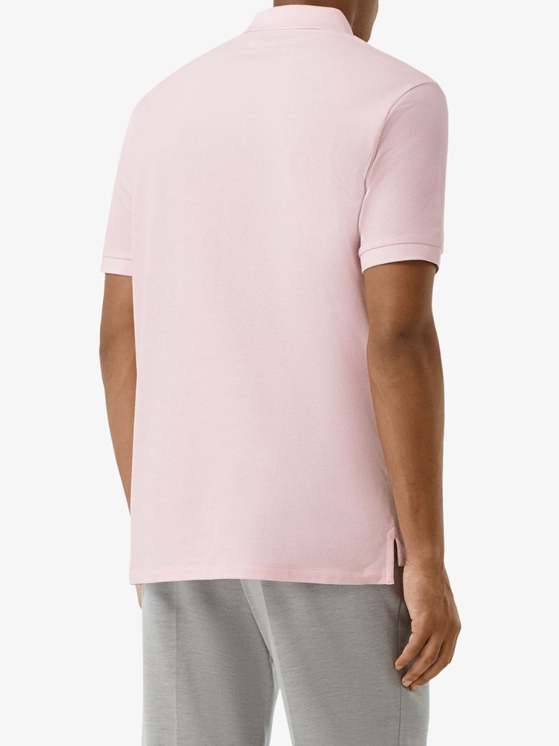 Shop Burberry Deer Appliqué Polo Shirt In Pink