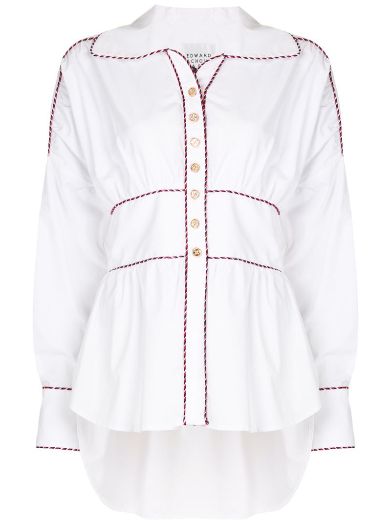 Edward Achour Paris Contrast Piped-trim Shirt In White