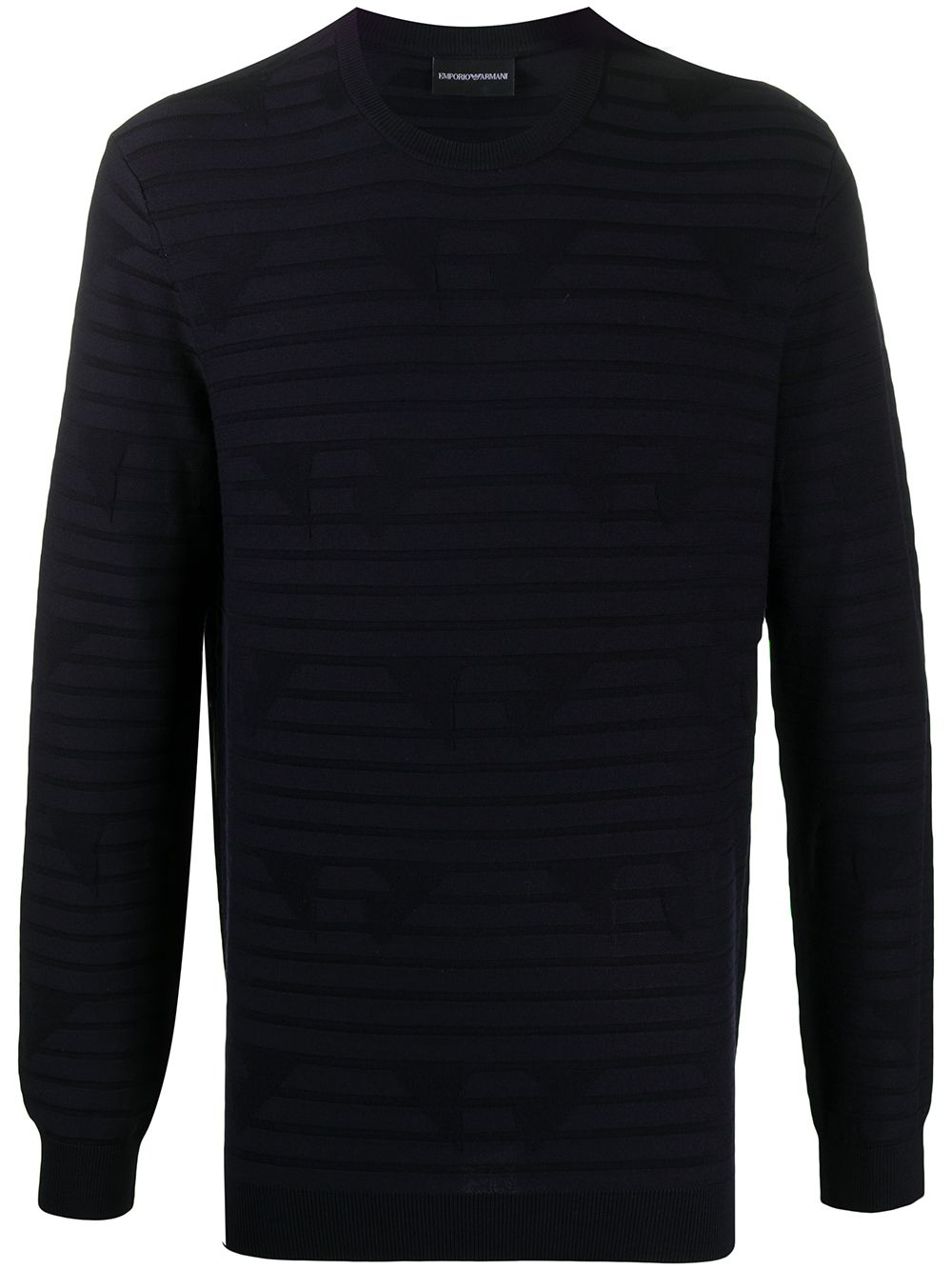 Emporio Armani Crew Neck Striped Sweatshirt In Blue