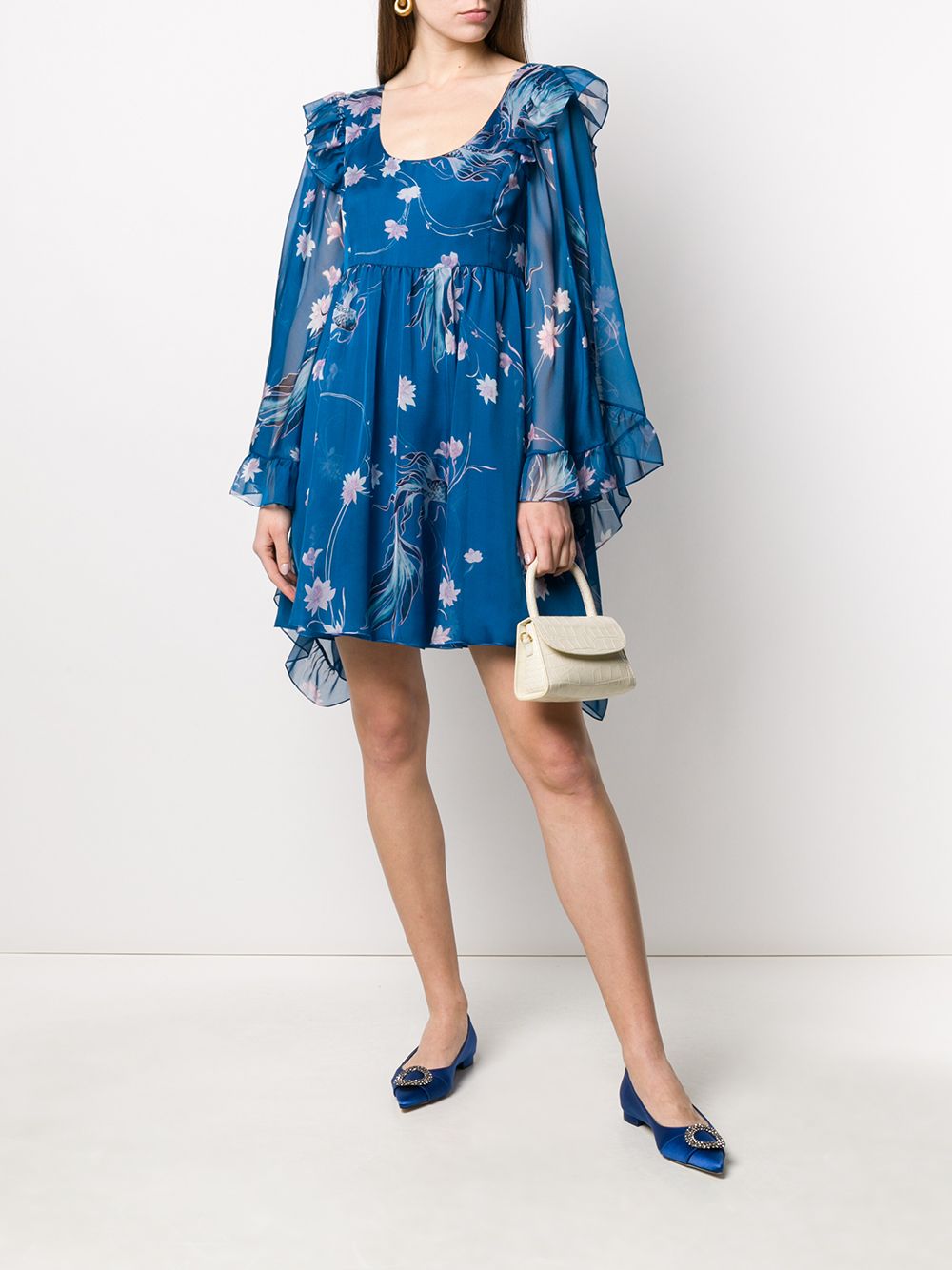 Alberta Ferretti Mini-jurk met bloemenprint - Blauw