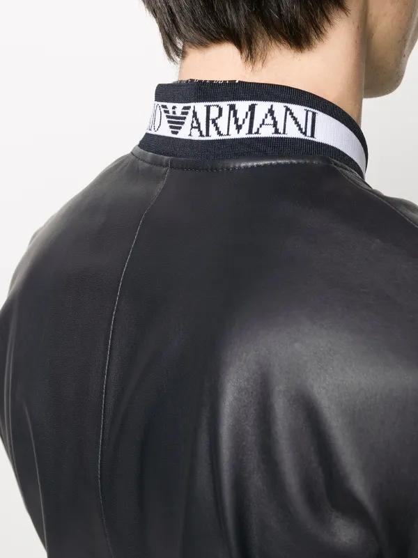 armani leather bomber jacket mens