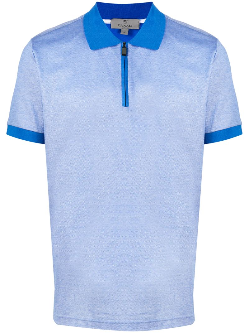 Canali Short Sleeved Polo Shirt In Blue