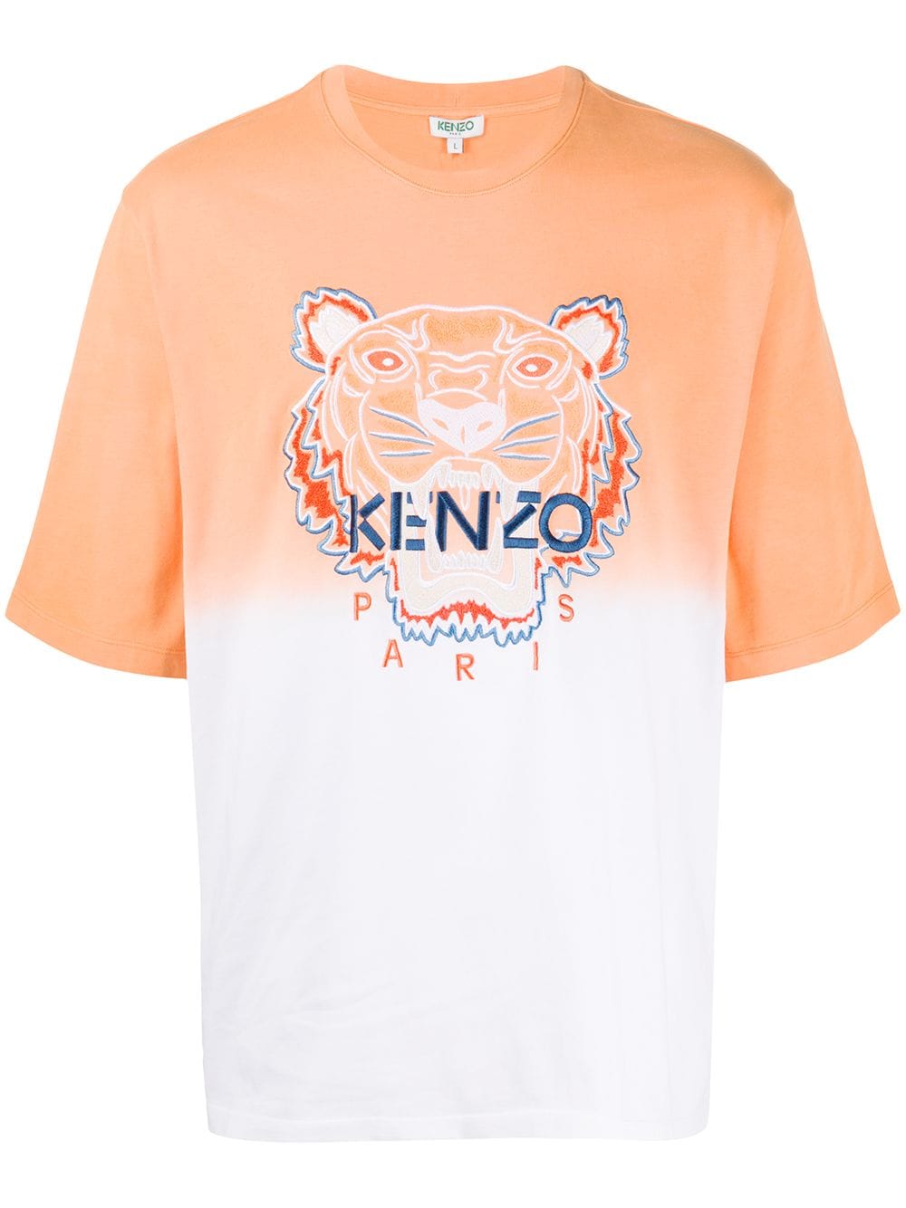 KENZO EMBROIDERED TIGER LOGO TWO-TONE T-SHIRT