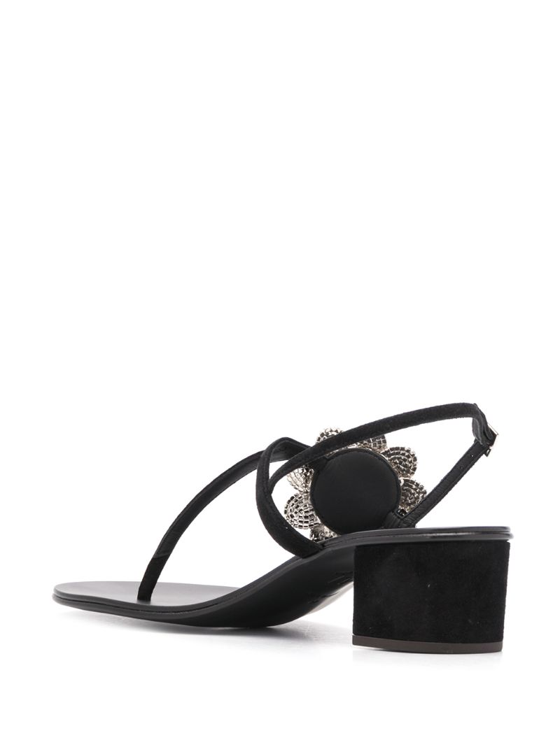 Shop Giuseppe Zanotti T-bar Flower Sandals In Black