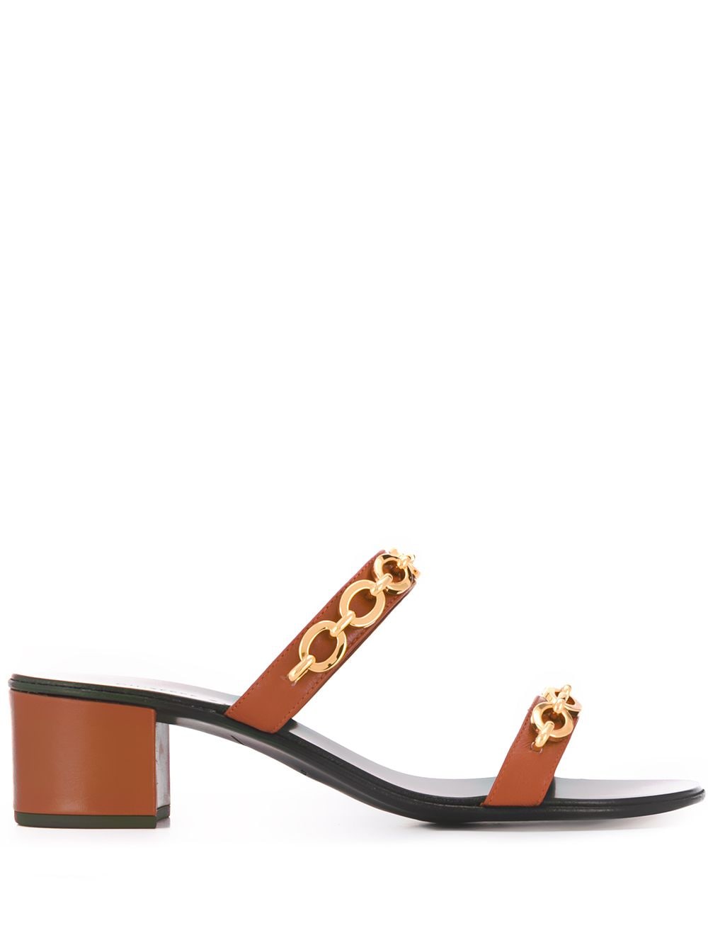 Giuseppe Zanotti Block Heel Chain Sandals In Brown