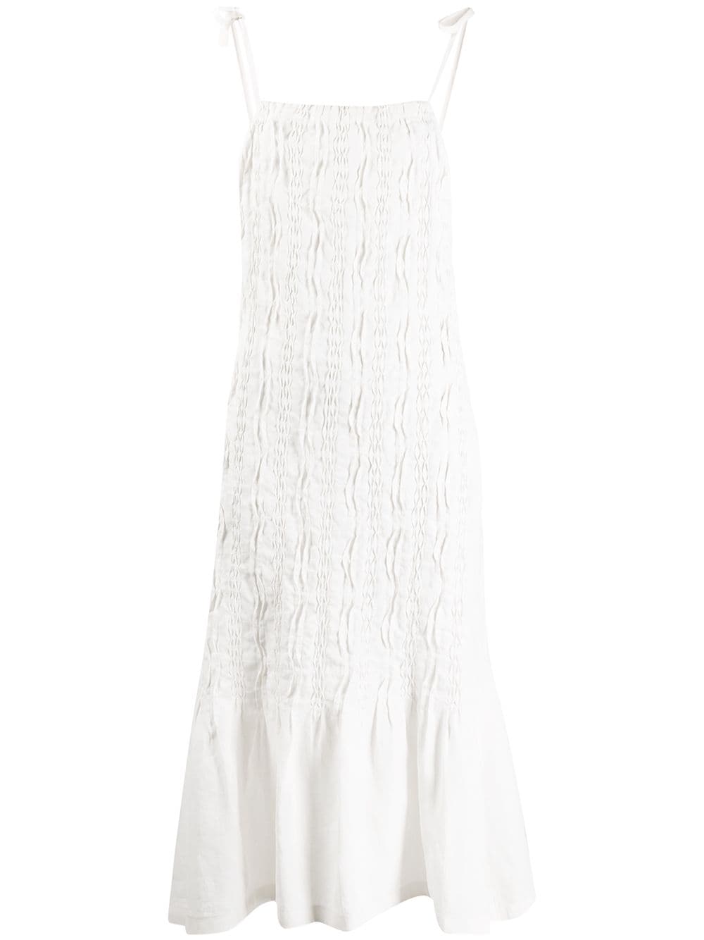 Jil Sander Pintuck Embroidery Dress In White