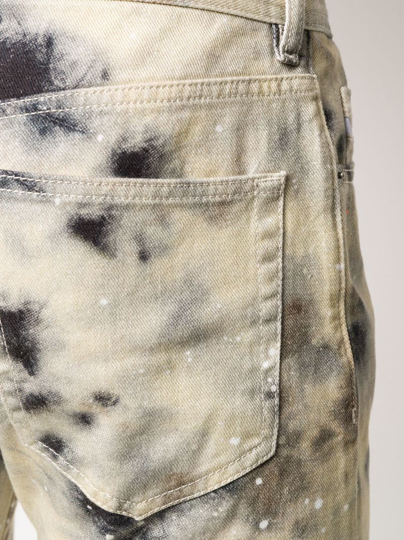 Shop Diesel Stained Regular Jeans In Neutrals