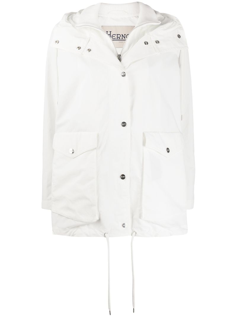 Herno Hooded Parka Coat In White
