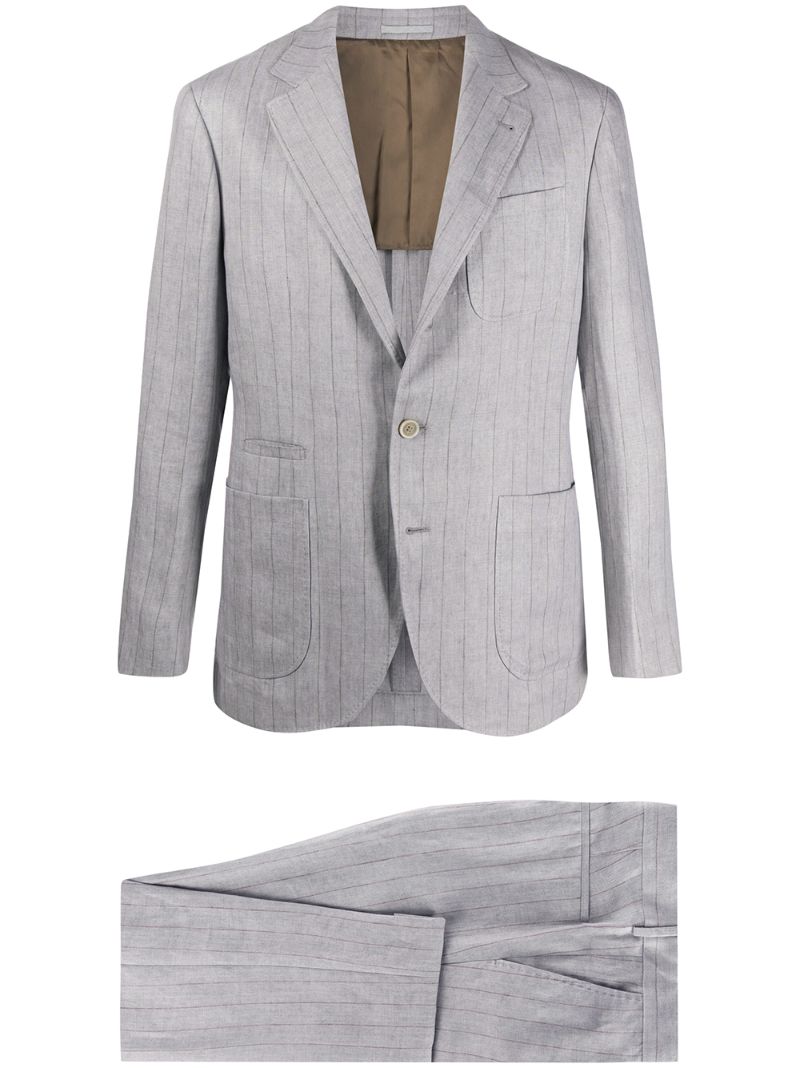 Brunello Cucinelli Striped Print Single Breasted Suit In Grey