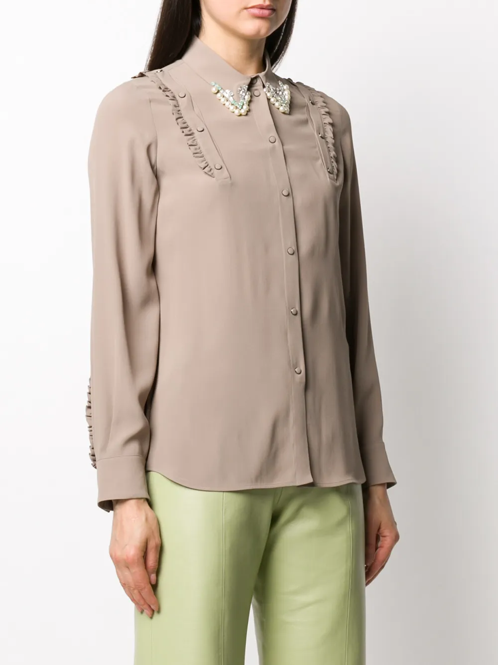N°21 Pearl And Crystal Embellished Collar Blouse In Neutrals