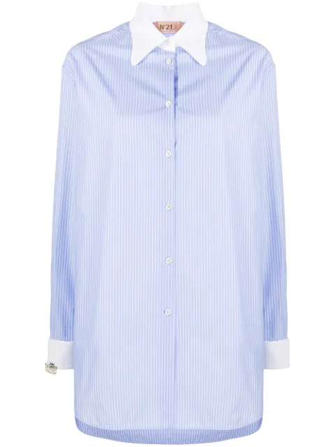 Nº21 pinstriped long-line shirt