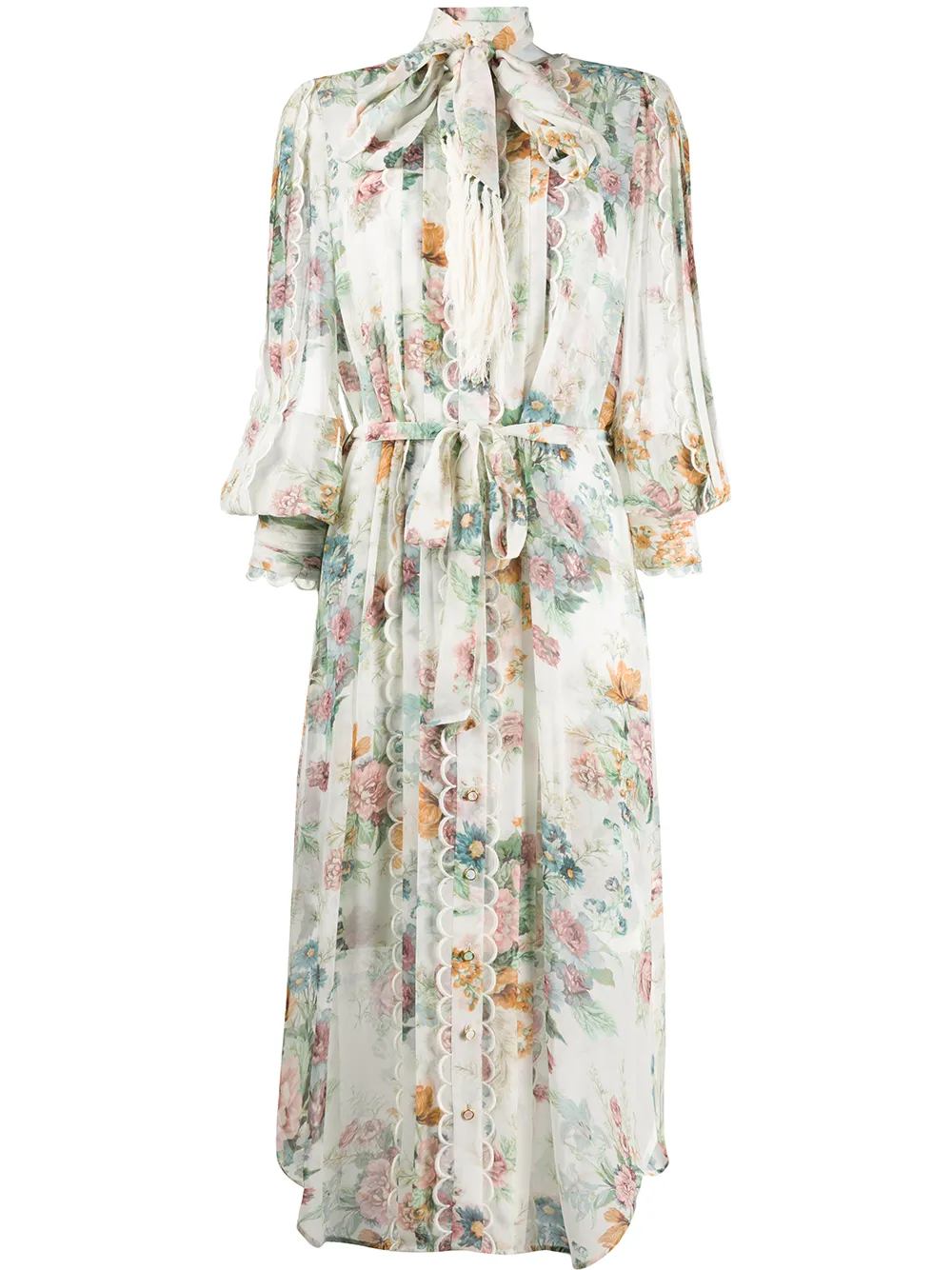 ZIMMERMANN DAPHNE PRINT SCALLOPED-TRIMMED DRESS