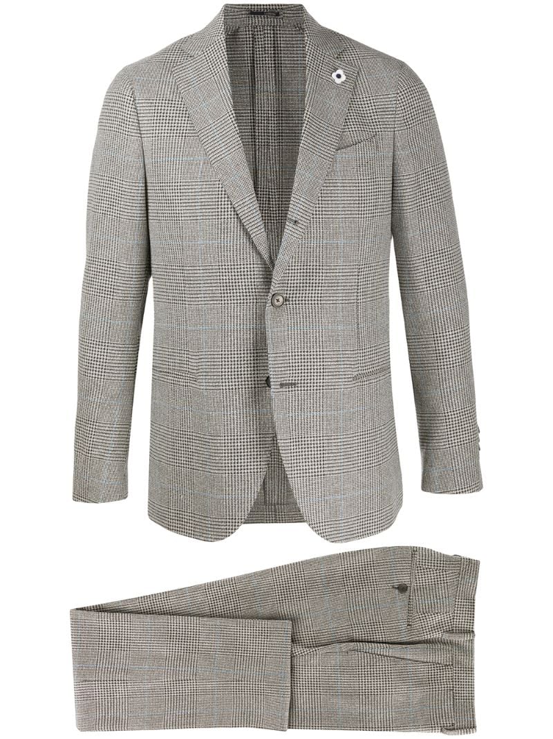 Lardini Check Print Suit Jacket In Black