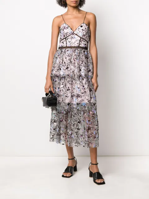 self portrait constellation tiered maxi