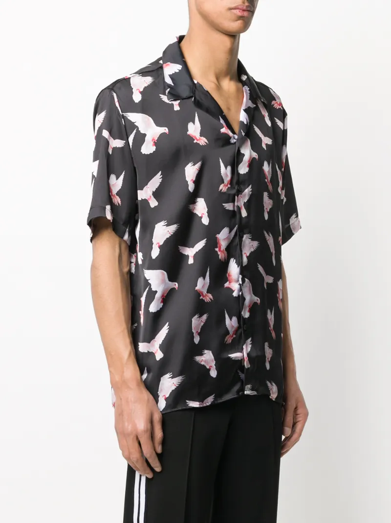 FAMILY FIRST SHORT SLEEVED BIRD PRINT SHIRT
